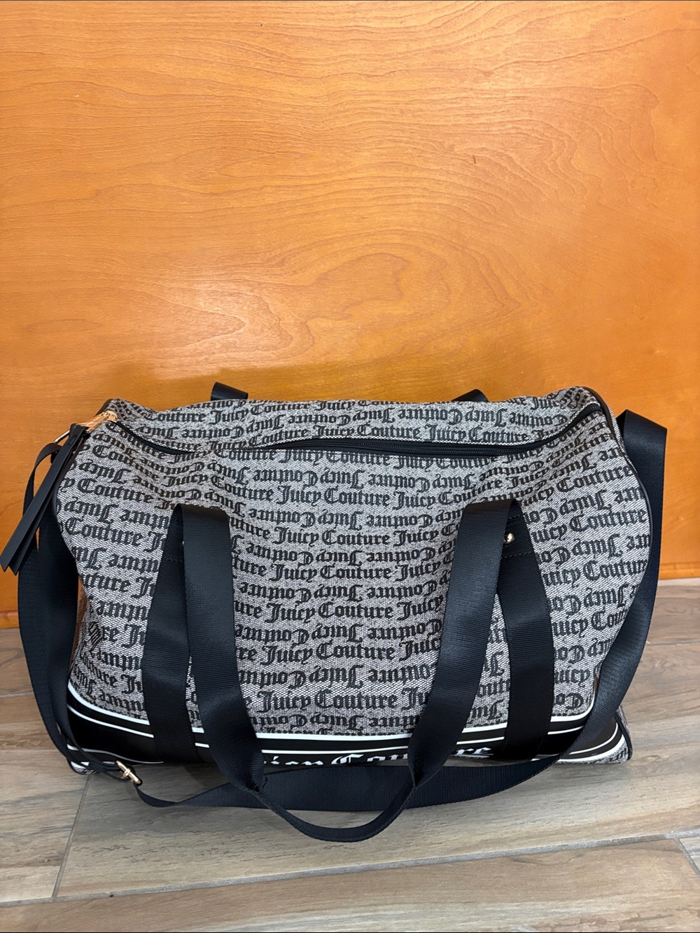 Juicy Couture Black and Gray Logo Duffel Bag